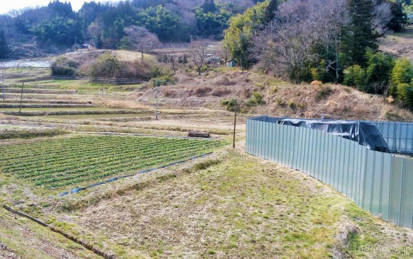 除染廃棄物④のすぐ隣は、野菜を作る畑になっています=撮影・松中みどり