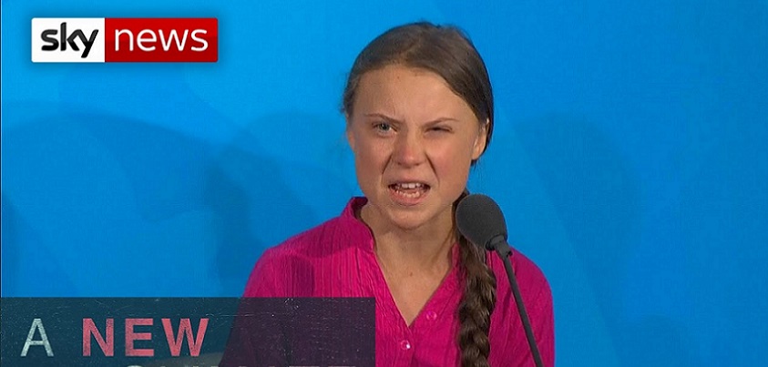 YouTubeのClimate activist Greta Thunberg rebukes world leaders＝Sky News チャンネルより