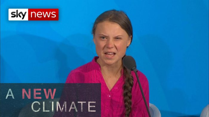 YouTubeのClimate activist Greta Thunberg rebukes world leaders＝Sky News チャンネルより