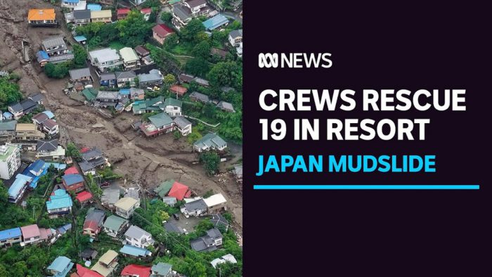 Japanese crews rescue 19 from mudslides west of Tokyo as heavy rainfall persists　　YouTubeチャンネル　ABC 　News（Australia）より