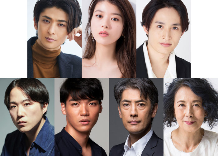 『シラノ・ド・ベルジュラック』に出演する、（上段左から）古川雄大さん、馬場ふみかさん、浜中文一さん、（下段左から）大鶴佐助さん、章平さん、堀部圭亮さん、銀粉蝶さん