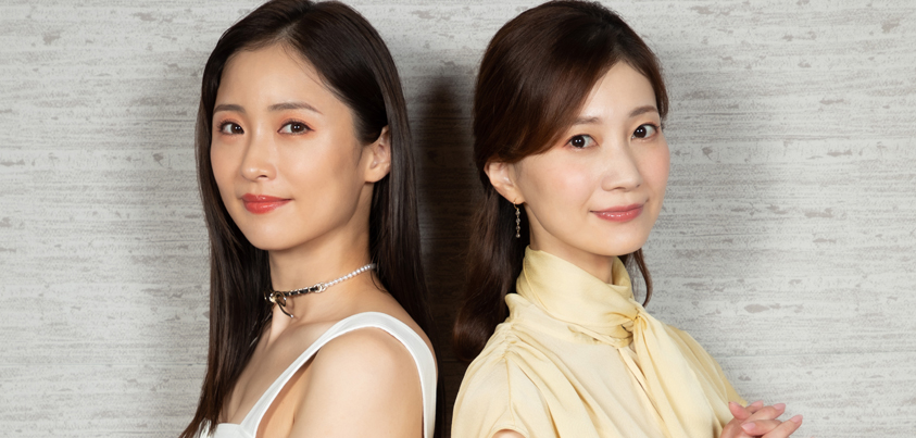 笹本玲奈さん（左）と夢咲ねねさん＝撮影・岩村美佳