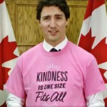 「いじめ反対」のピンク色のシャツを着て「ハッピーピンクシャツデー！」と語り掛けるカナダの若き首相、ジャステイン・トゥルードーさん＝ジャステイン・トゥルードーさんのfacebookページより