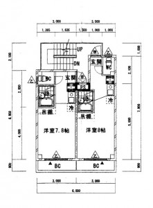 パイン蛍池の室内間取り図（建築確認申請書より）＝画像化・橋本正人