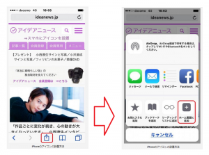 スマートフォンで、好きなページのアイコンをホーム画面に追加する方法