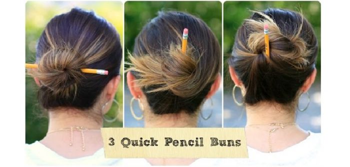 YouTubeの「3 Quick Pencil Bun Ideas | Back-to-School Hairstyles」＝「Cute Girls Hairstyles」チャンネルより