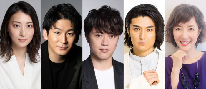 （左から）珠城りょうさん、小野田龍之介さん、上川一哉さん、渡辺大輔さん、戸田恵子さん